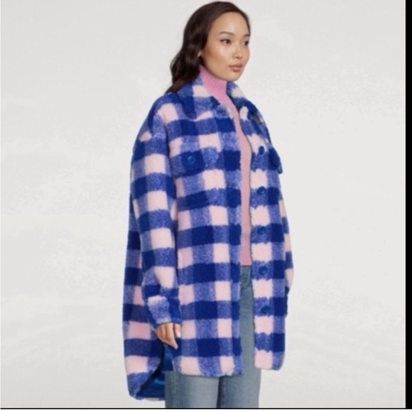 NWT Stand Studio Pink Blue Sherpa Sabi Coat- Revolve - Picture 5 of 8